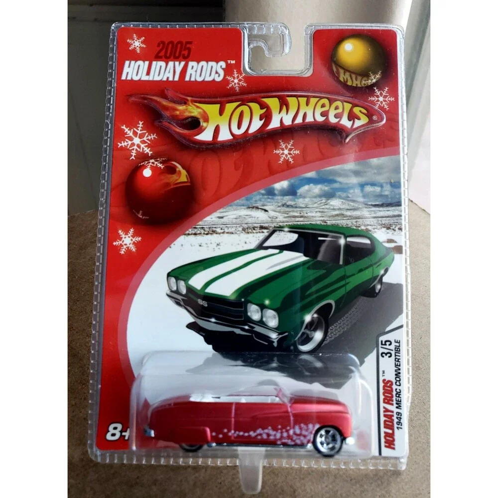 VTG 2005 Hot Wheels 1949 MERC CONVERTIBLE RED Holiday Rods 3/5 1:64 Chrome RRMAG